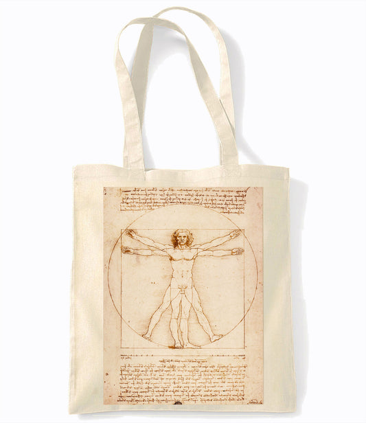 Leonardo Da Vinci - Virtruvian Man  - Retro Shopping Tote Bag