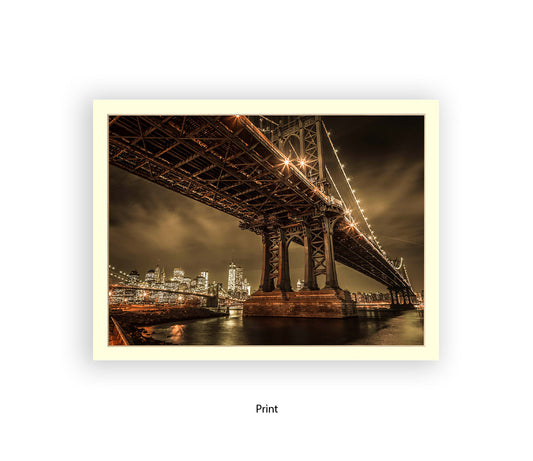 Manhattan Bridge Over East River Sepia Assaf Frank Art Print