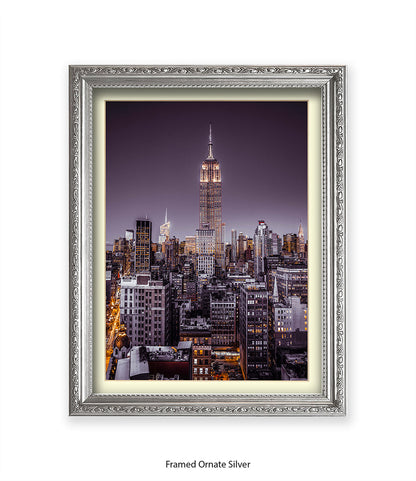 NYC Empire State Building Purple Tint Assaf Frank Art Print