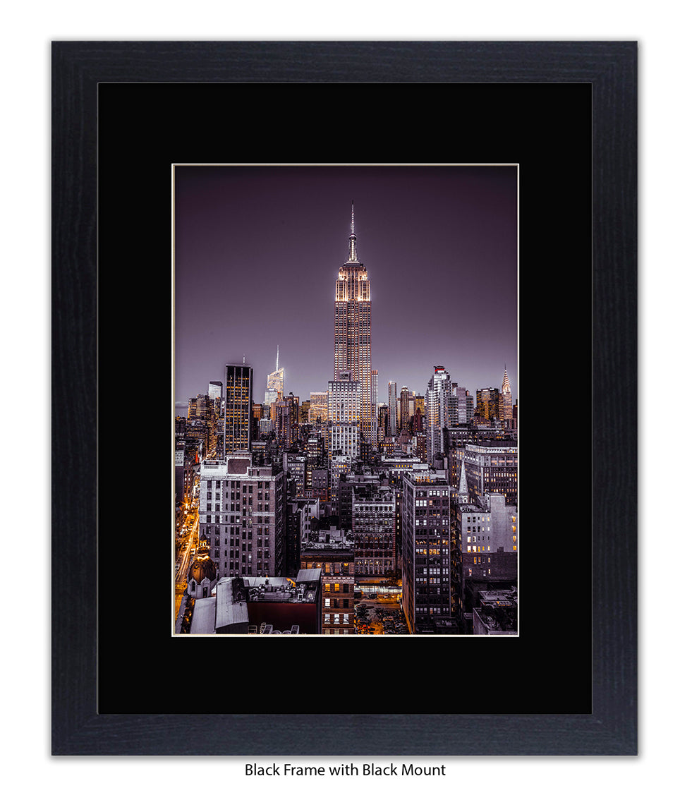 NYC Empire State Building Purple Tint Assaf Frank Art Print