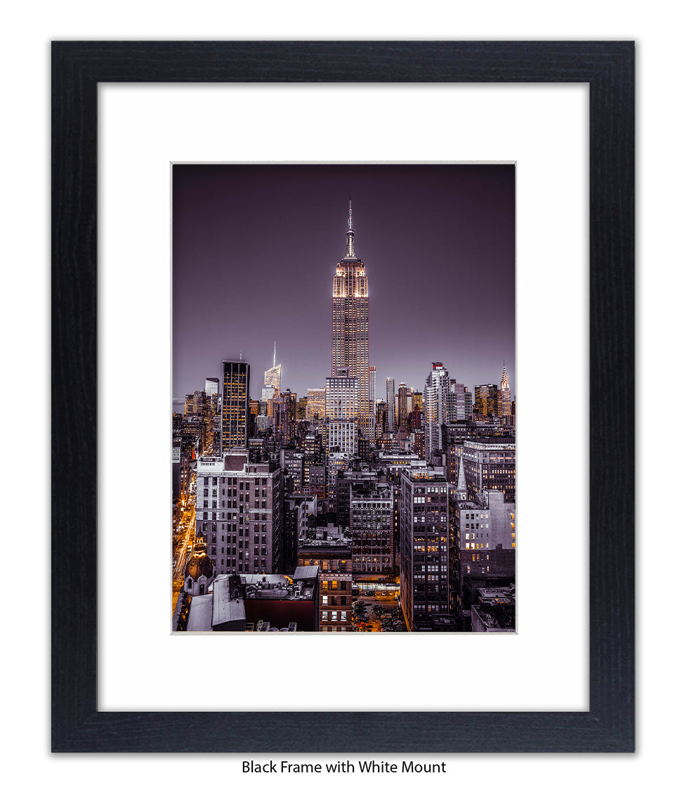 NYC Empire State Building Purple Tint Assaf Frank Art Print