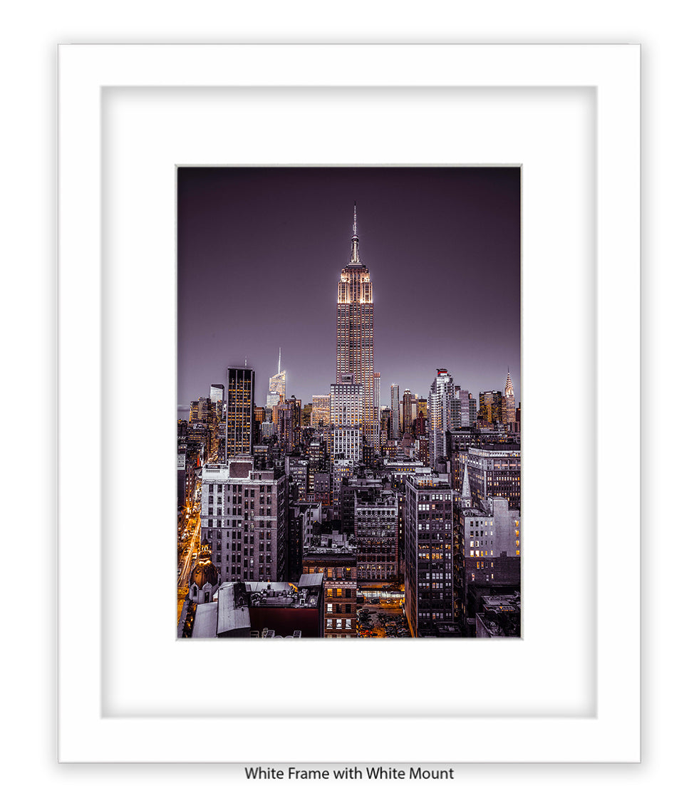 NYC Empire State Building Purple Tint Assaf Frank Art Print