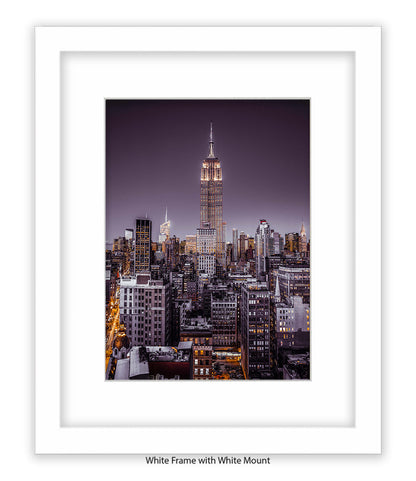 NYC Empire State Building Purple Tint Assaf Frank Art Print