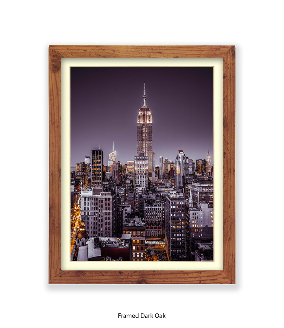 NYC Empire State Building Purple Tint Assaf Frank Art Print