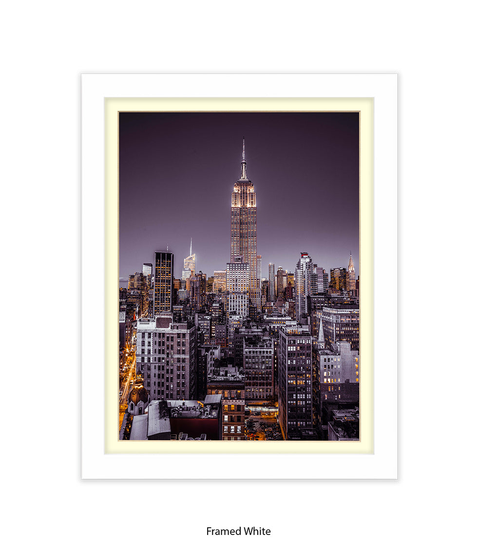 NYC Empire State Building Purple Tint Assaf Frank Art Print