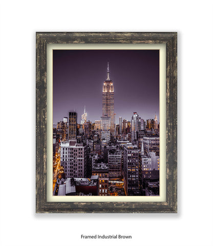 NYC Empire State Building Purple Tint Assaf Frank Art Print