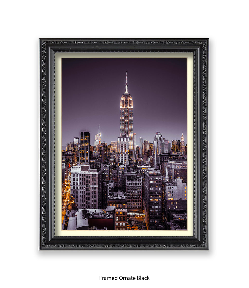 NYC Empire State Building Purple Tint Assaf Frank Art Print