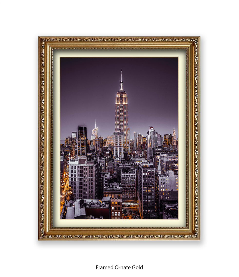 NYC Empire State Building Purple Tint Assaf Frank Art Print