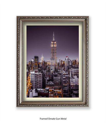 NYC Empire State Building Purple Tint Assaf Frank Art Print