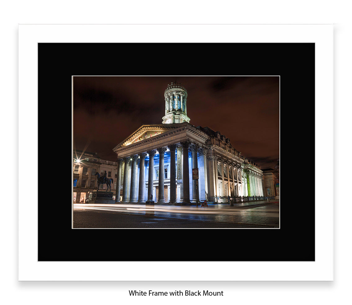 Glasgow Art Gallery At Night Wellington Statue - Assaf Frank Art Print