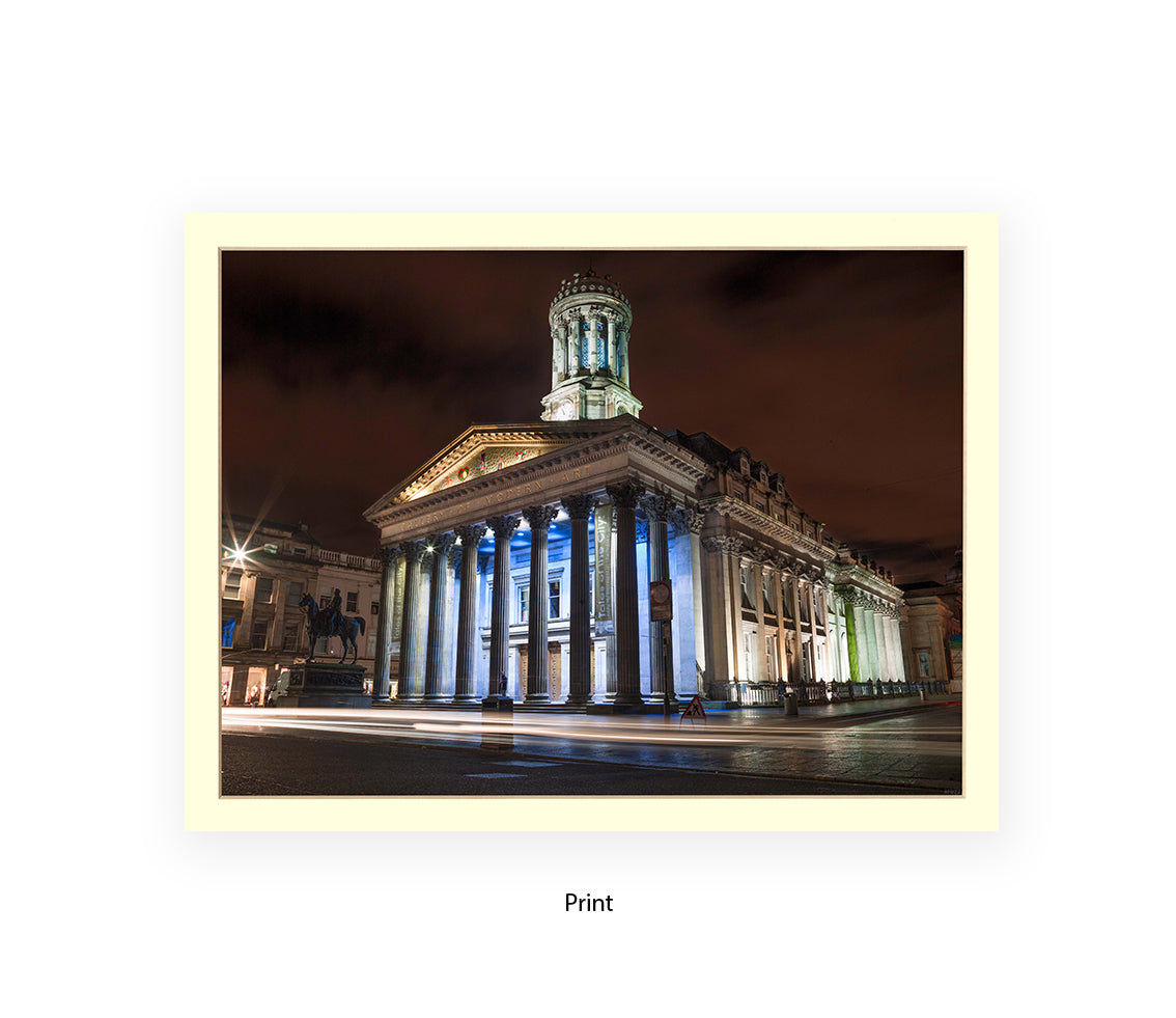 Glasgow Art Gallery At Night Wellington Statue - Assaf Frank Art Print