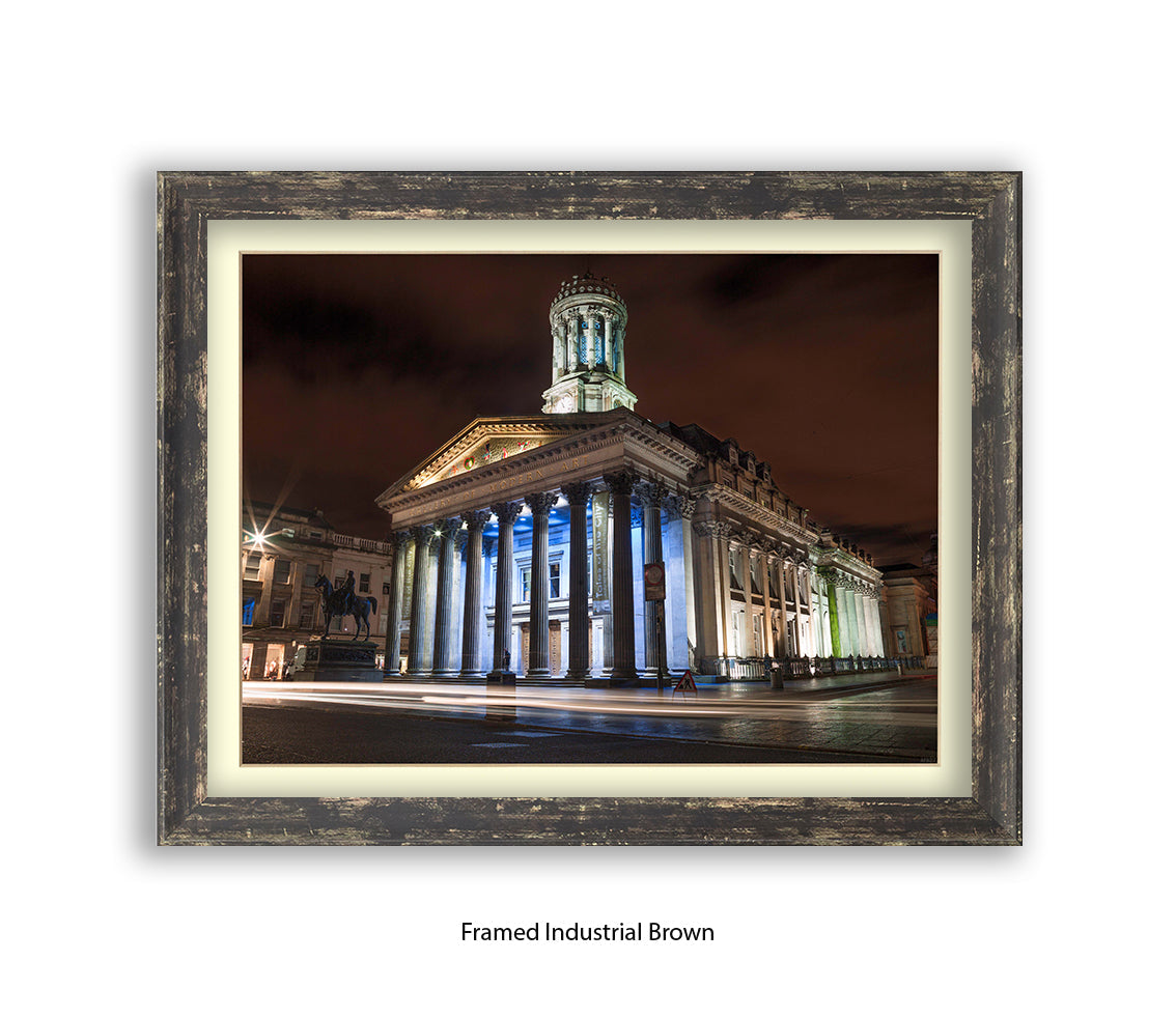 Glasgow Art Gallery At Night Wellington Statue - Assaf Frank Art Print