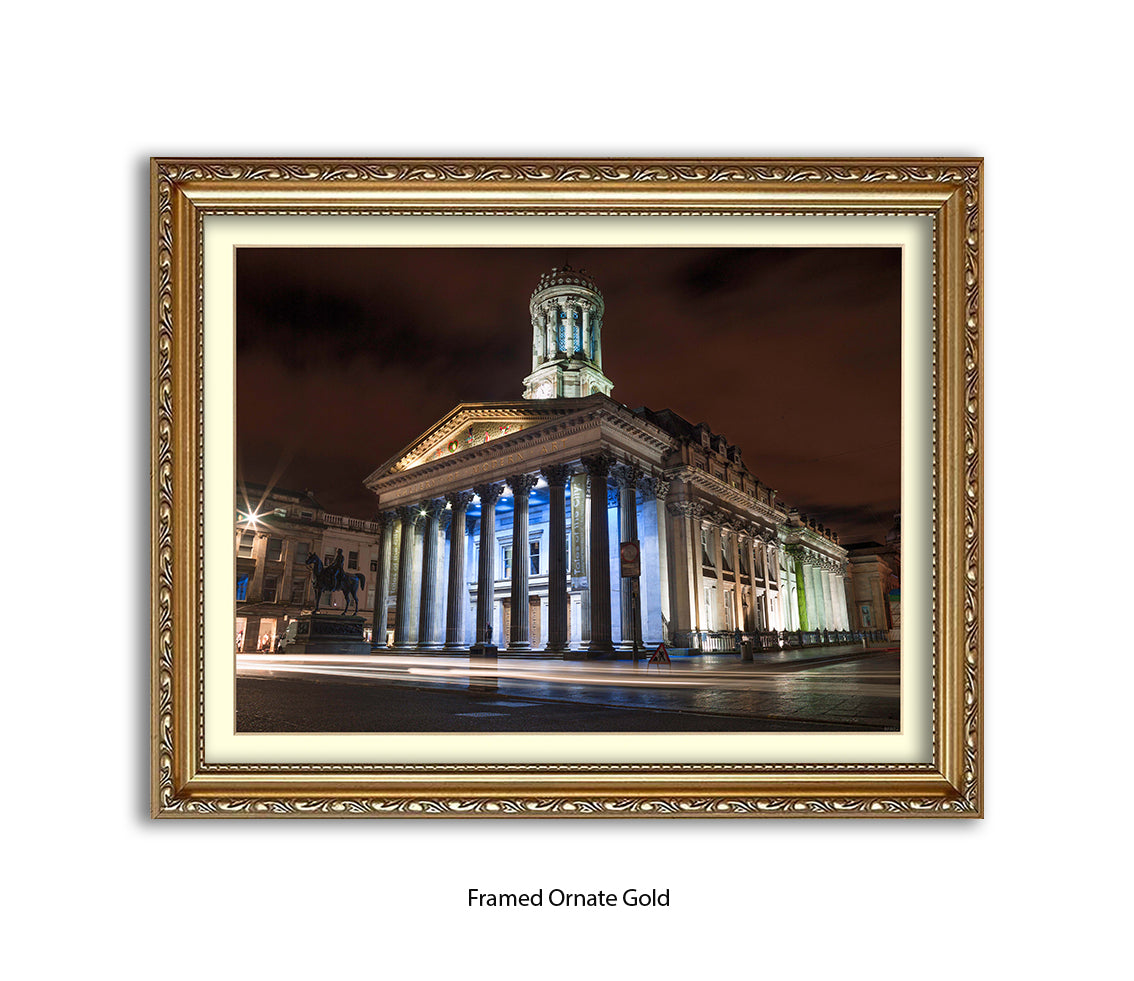 Glasgow Art Gallery At Night Wellington Statue - Assaf Frank Art Print