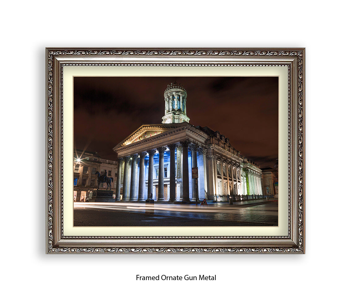 Glasgow Art Gallery At Night Wellington Statue - Assaf Frank Art Print