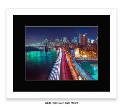 NYC Manhattan Skyline Car Trails Assaf Frank Art Print