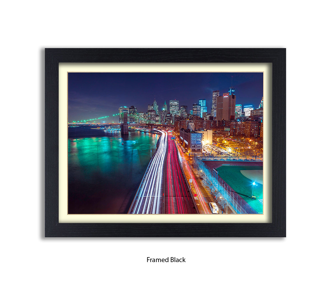 NYC Manhattan Skyline Car Trails Assaf Frank Art Print