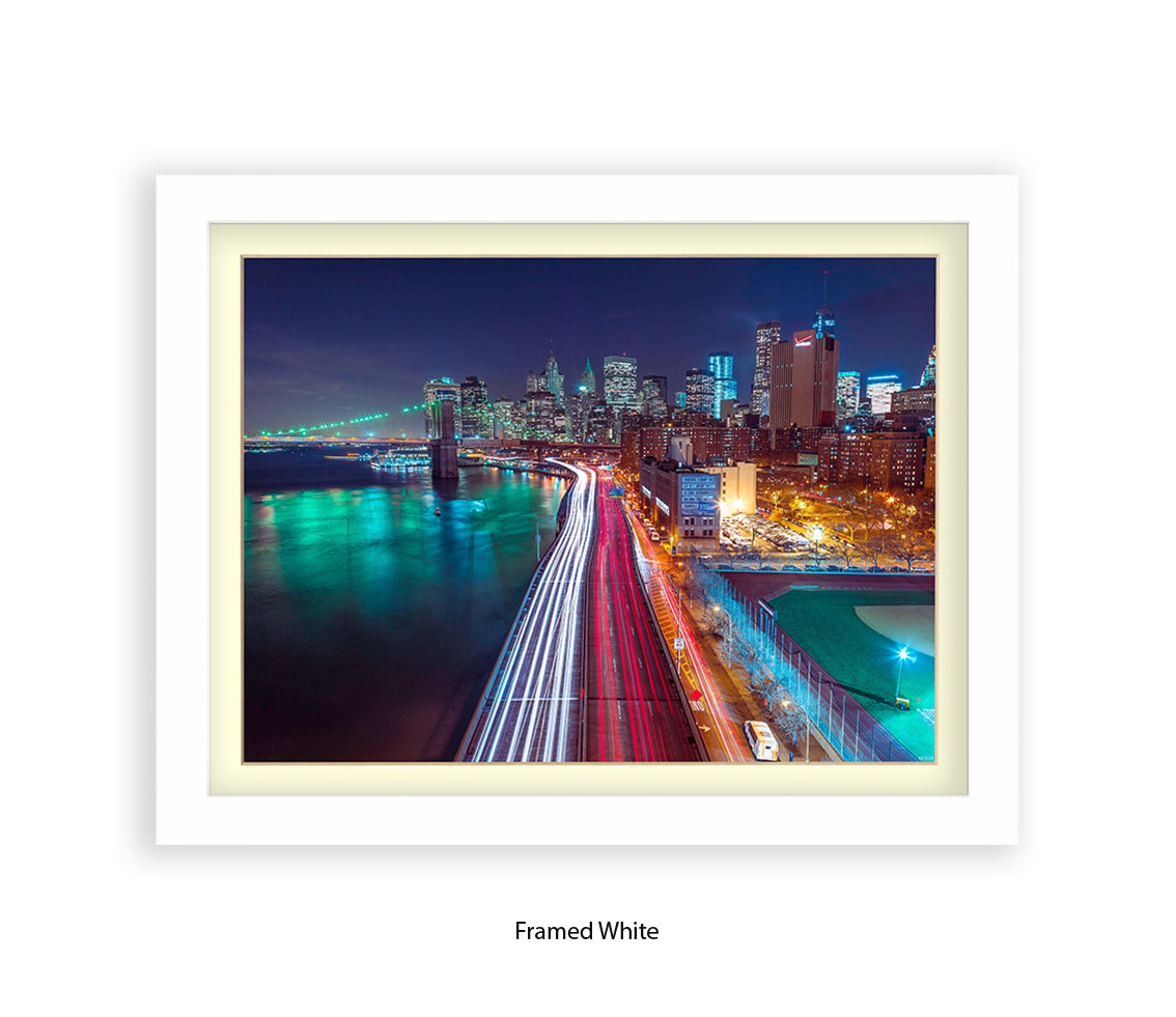 NYC Manhattan Skyline Car Trails Assaf Frank Art Print