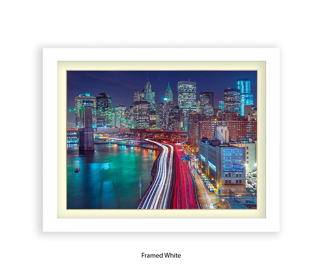 NYC Manhattan Skyline Car Trails Close Up Assaf Frank Art Print