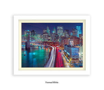 NYC Manhattan Skyline Car Trails Close Up Assaf Frank Art Print