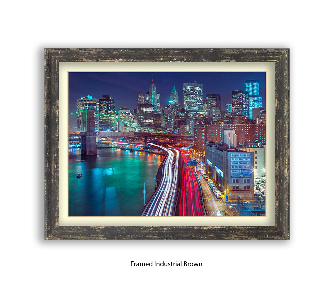 NYC Manhattan Skyline Car Trails Close Up Assaf Frank Art Print