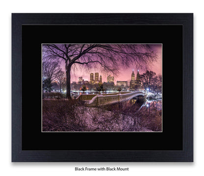 NYC Central Park With Manhattan Skyline Red Sky Assaf Frank Art Print