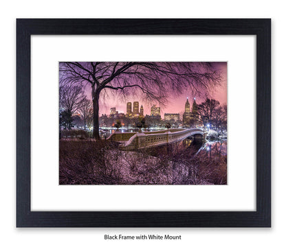 NYC Central Park With Manhattan Skyline Red Sky Assaf Frank Art Print