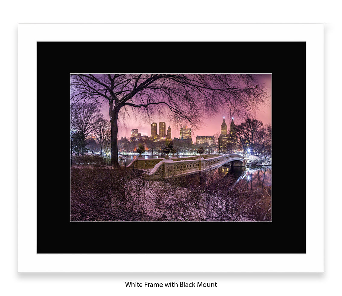 NYC Central Park With Manhattan Skyline Red Sky Assaf Frank Art Print