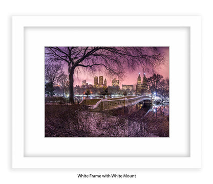 NYC Central Park With Manhattan Skyline Red Sky Assaf Frank Art Print