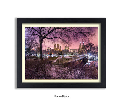 NYC Central Park With Manhattan Skyline Red Sky Assaf Frank Art Print