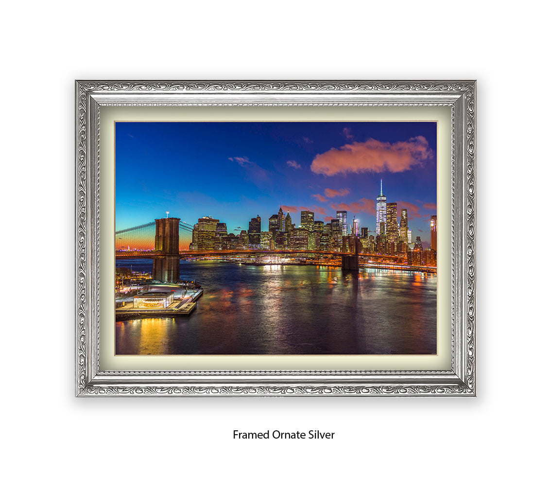 New York City  Manhattan With Brooklyn Bridge Assaf Frank Art Print