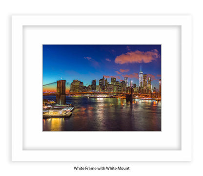 New York City  Manhattan With Brooklyn Bridge Assaf Frank Art Print