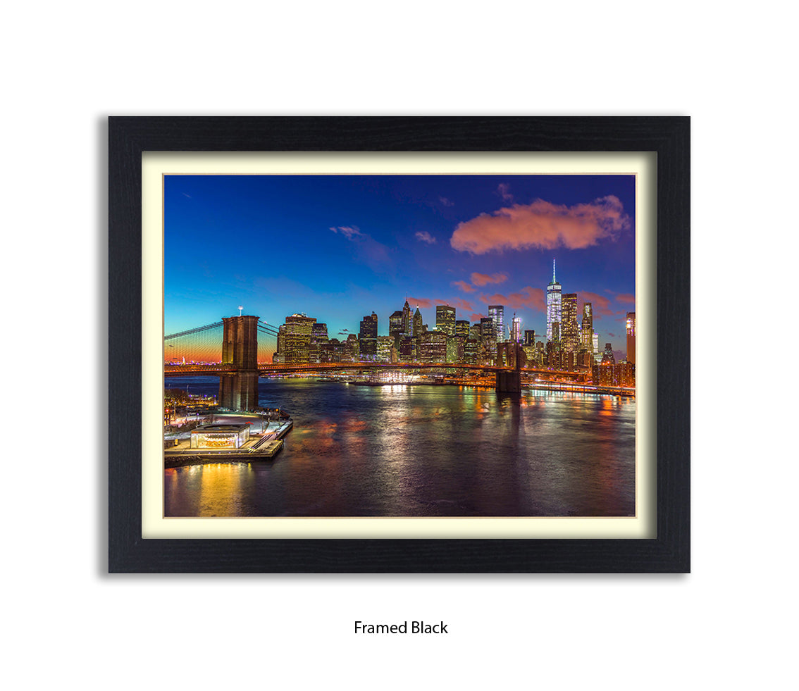 New York City  Manhattan With Brooklyn Bridge Assaf Frank Art Print