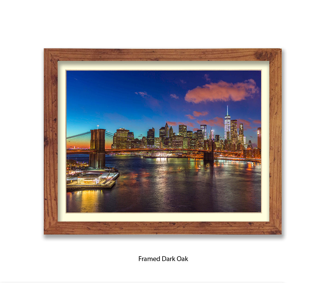 New York City  Manhattan With Brooklyn Bridge Assaf Frank Art Print