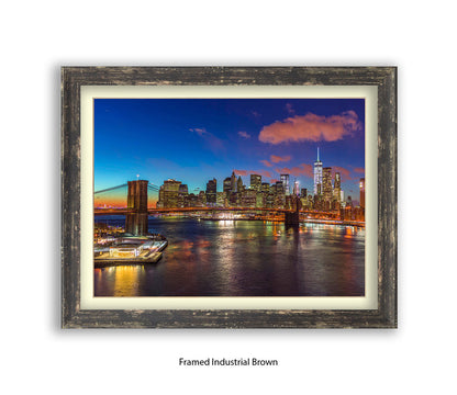 New York City  Manhattan With Brooklyn Bridge Assaf Frank Art Print