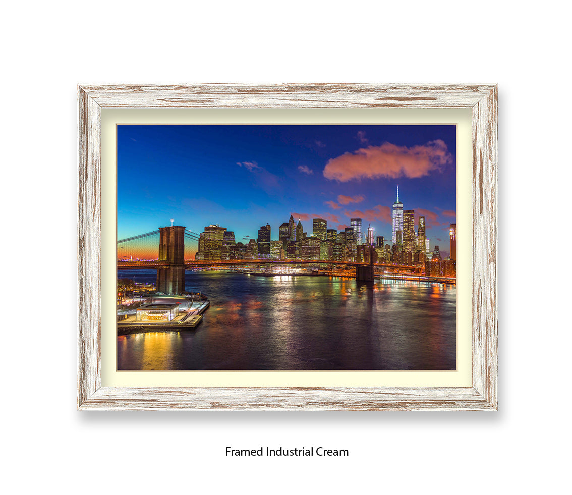 New York City  Manhattan With Brooklyn Bridge Assaf Frank Art Print