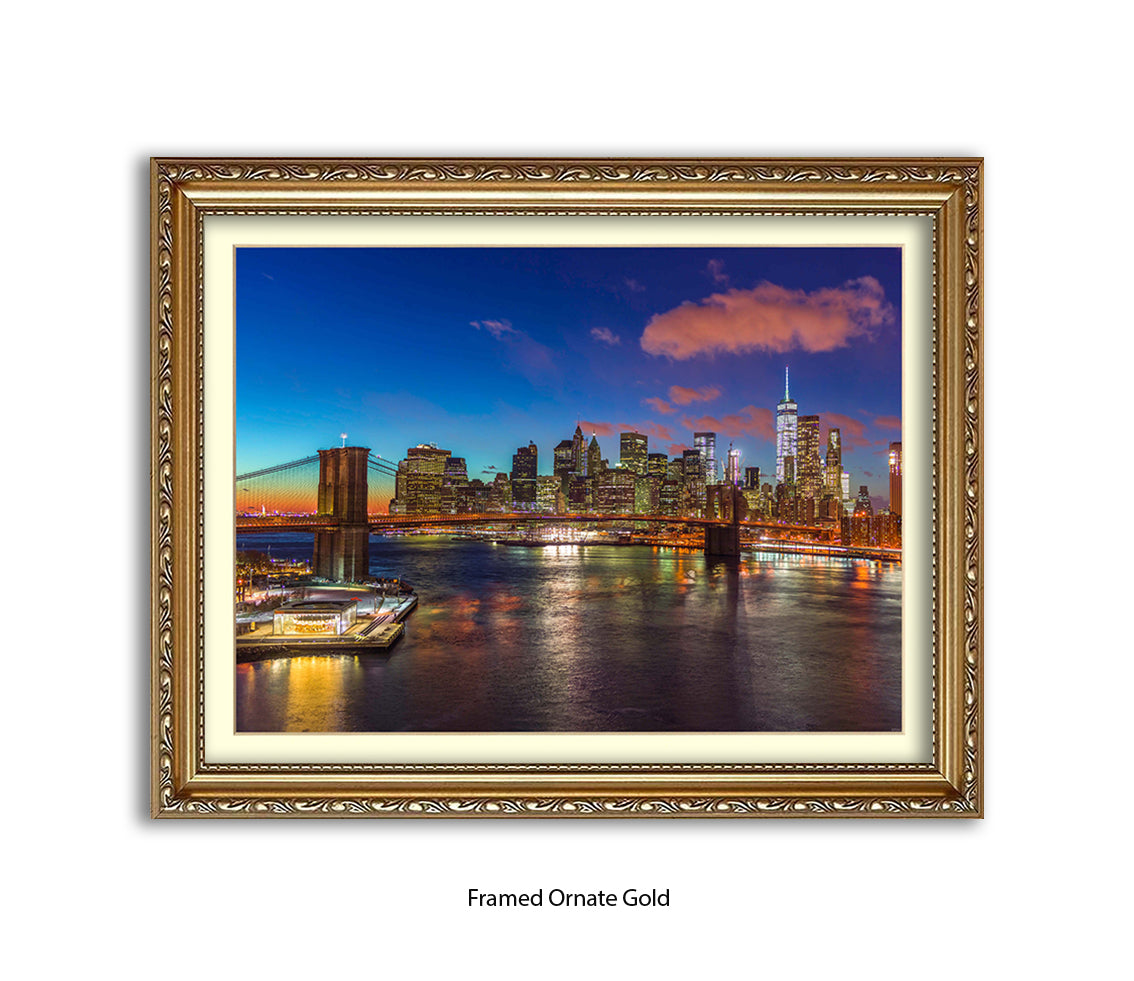 New York City  Manhattan With Brooklyn Bridge Assaf Frank Art Print