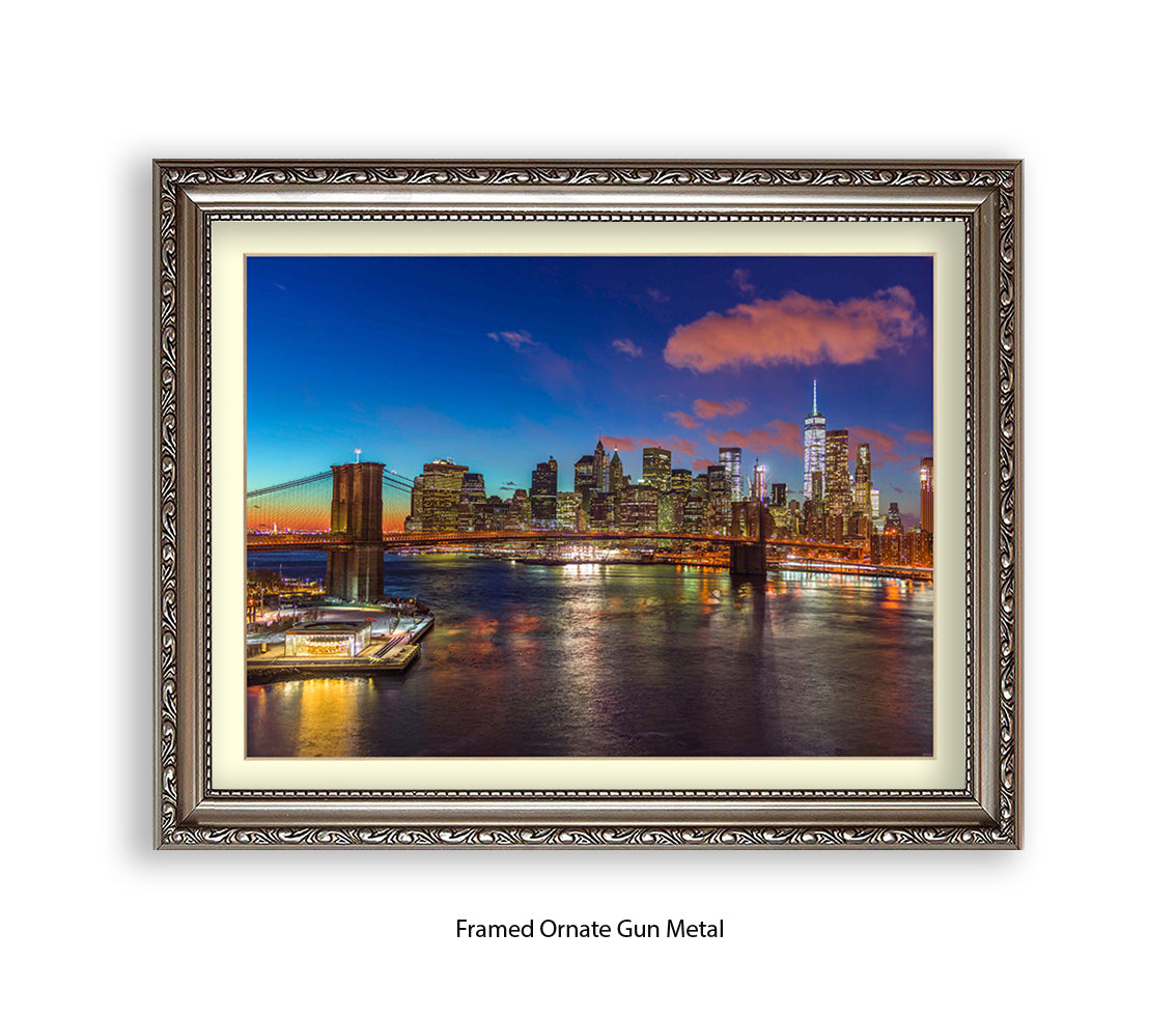 New York City  Manhattan With Brooklyn Bridge Assaf Frank Art Print