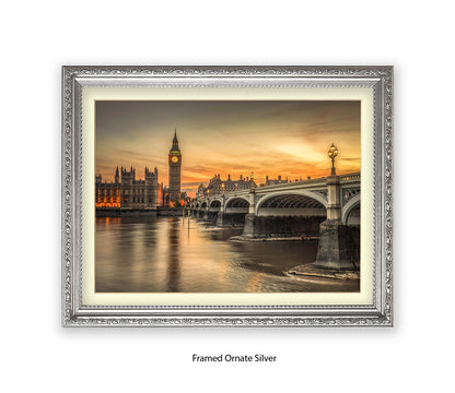 London Big Ben Sunset H Sepia - Assaf Frank Art Print