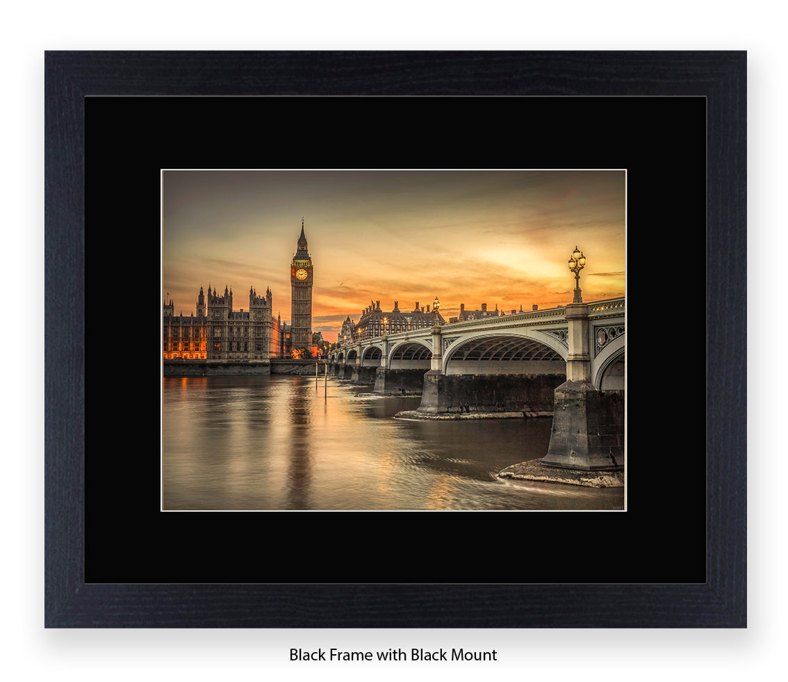 London Big Ben Sunset H Sepia - Assaf Frank Art Print