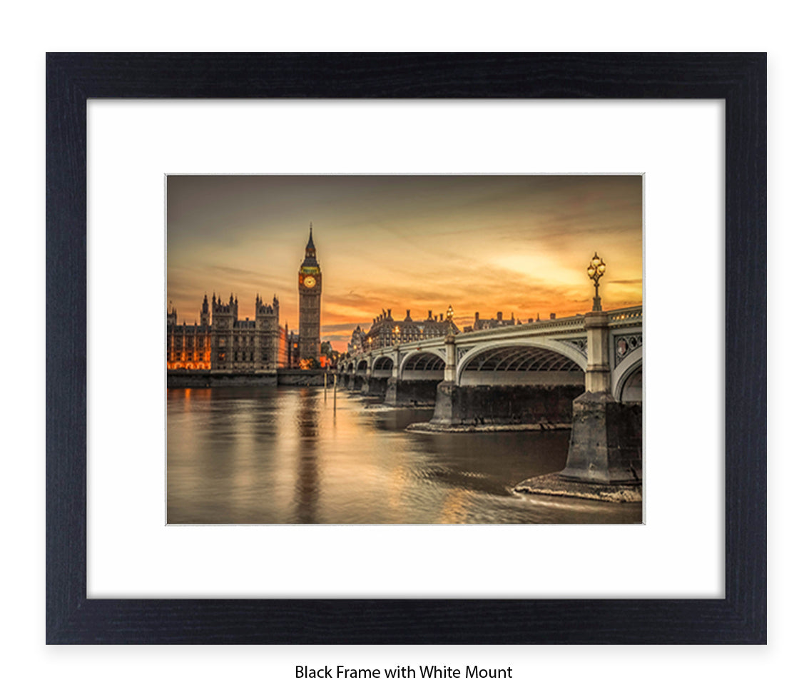 London Big Ben Sunset H Sepia - Assaf Frank Art Print