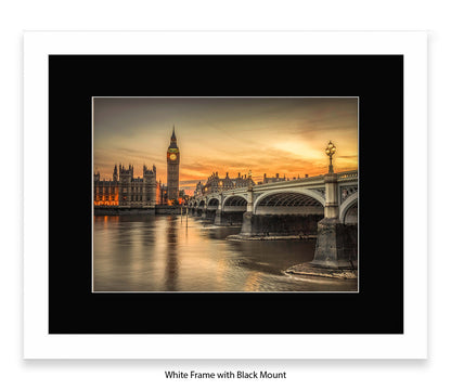 London Big Ben Sunset H Sepia - Assaf Frank Art Print