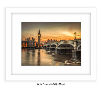 London Big Ben Sunset H Sepia - Assaf Frank Art Print