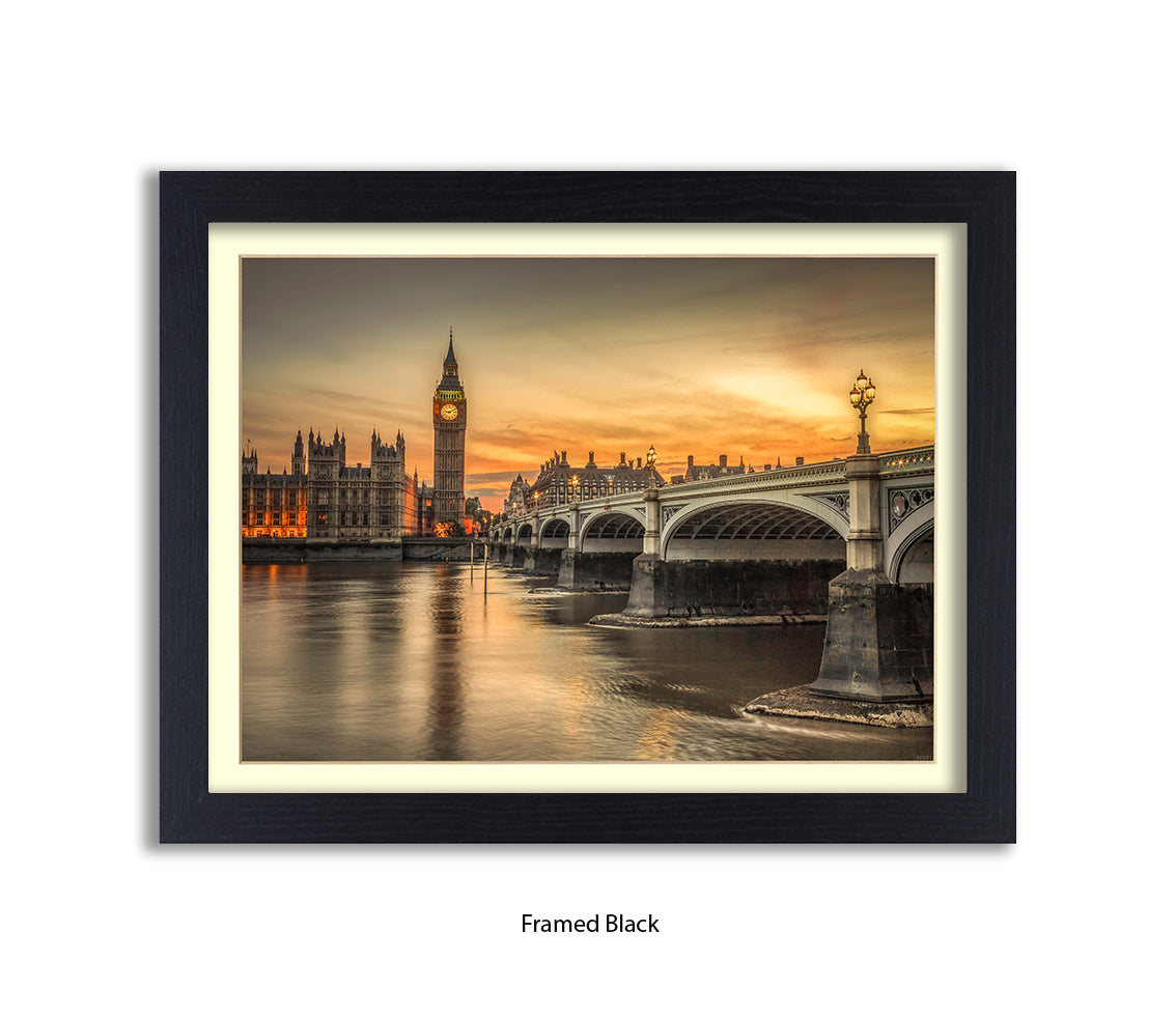 London Big Ben Sunset H Sepia - Assaf Frank Art Print