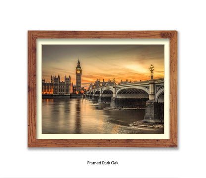 London Big Ben Sunset H Sepia - Assaf Frank Art Print