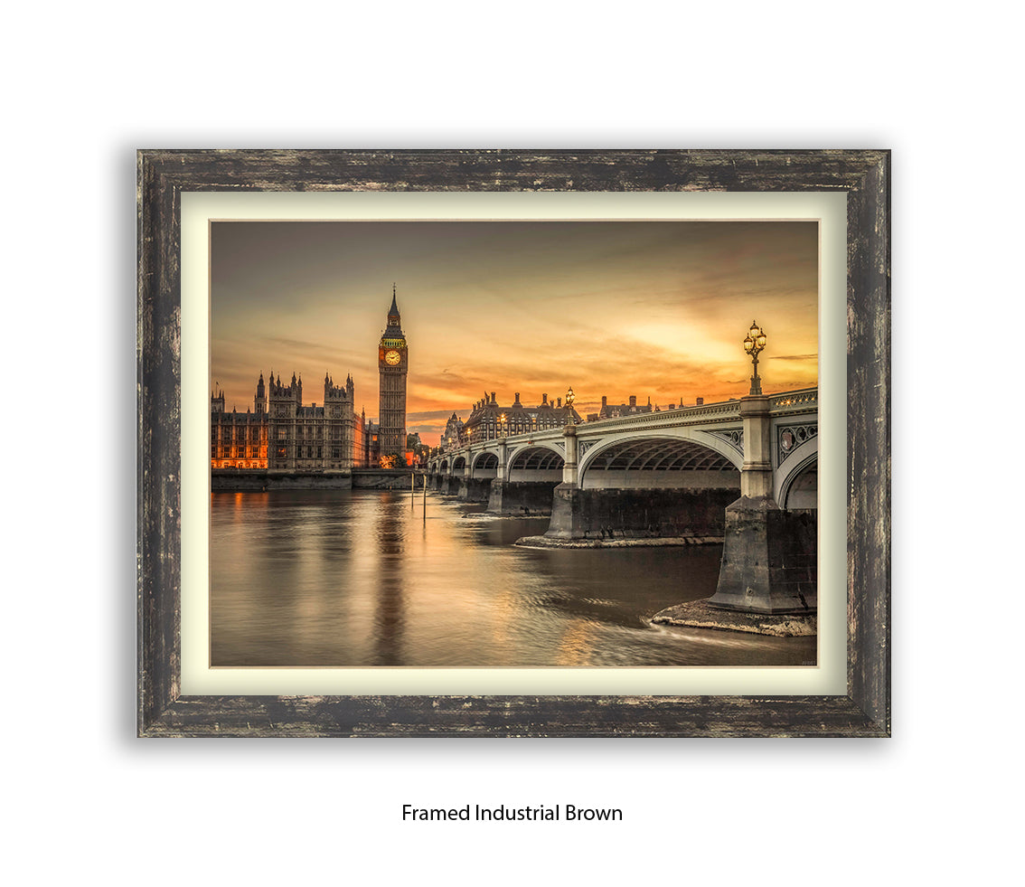 London Big Ben Sunset H Sepia - Assaf Frank Art Print