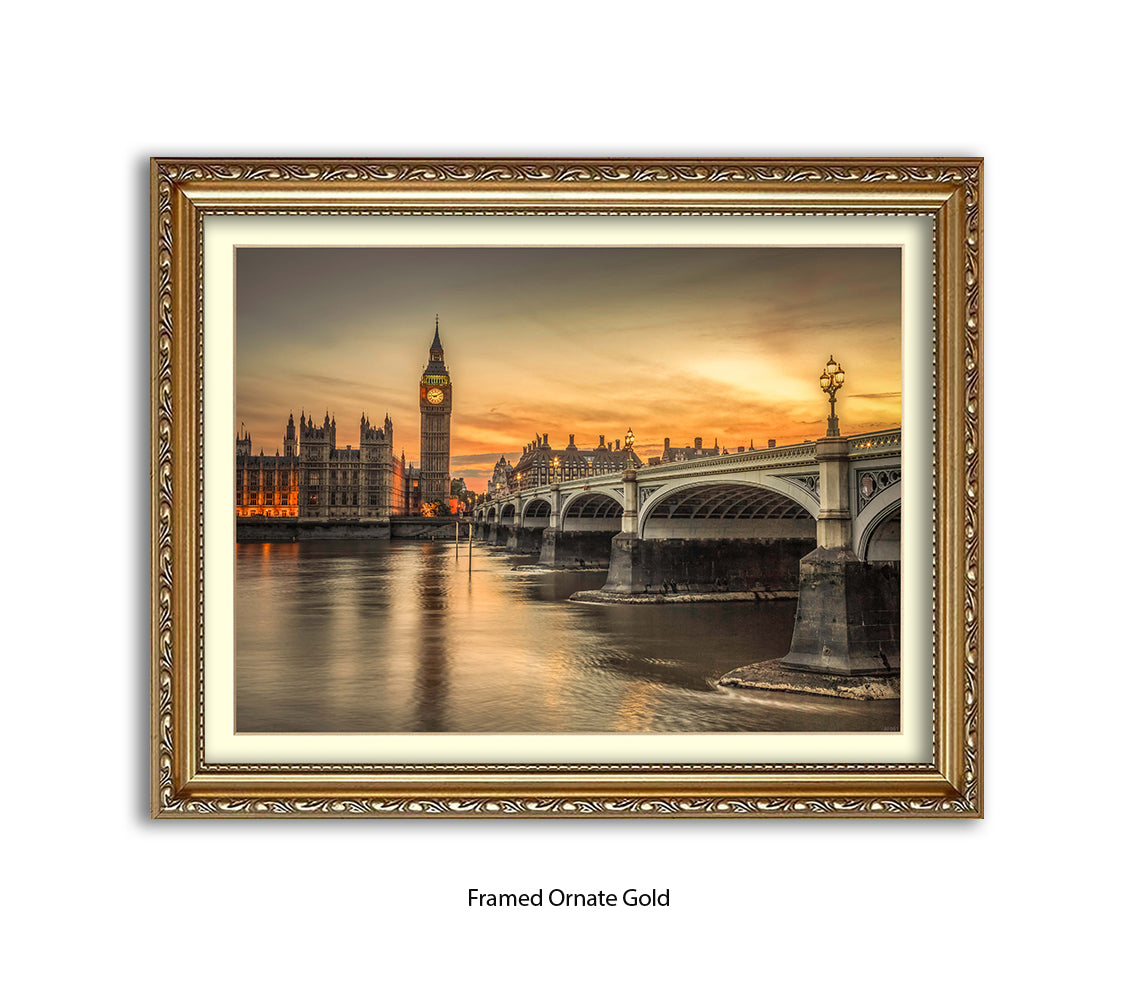 London Big Ben Sunset H Sepia - Assaf Frank Art Print