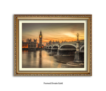 London Big Ben Sunset H Sepia - Assaf Frank Art Print