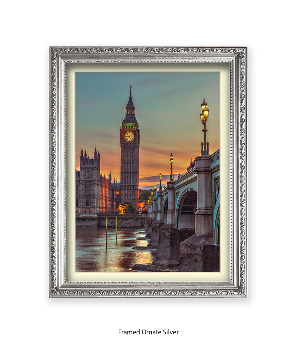 London Big Ben Westminster Bridge Sunset Colour Assaf Frank Art Print