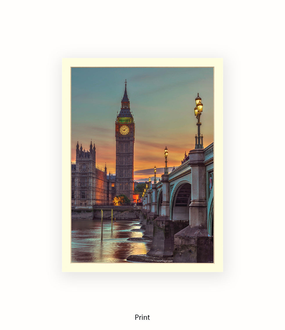 London Big Ben Westminster Bridge Sunset Colour Assaf Frank Art Print