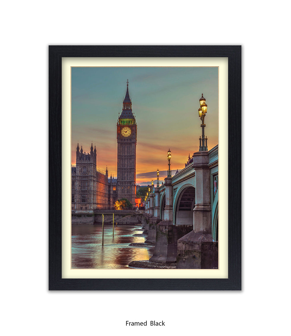 London Big Ben Westminster Bridge Sunset Colour Assaf Frank Art Print